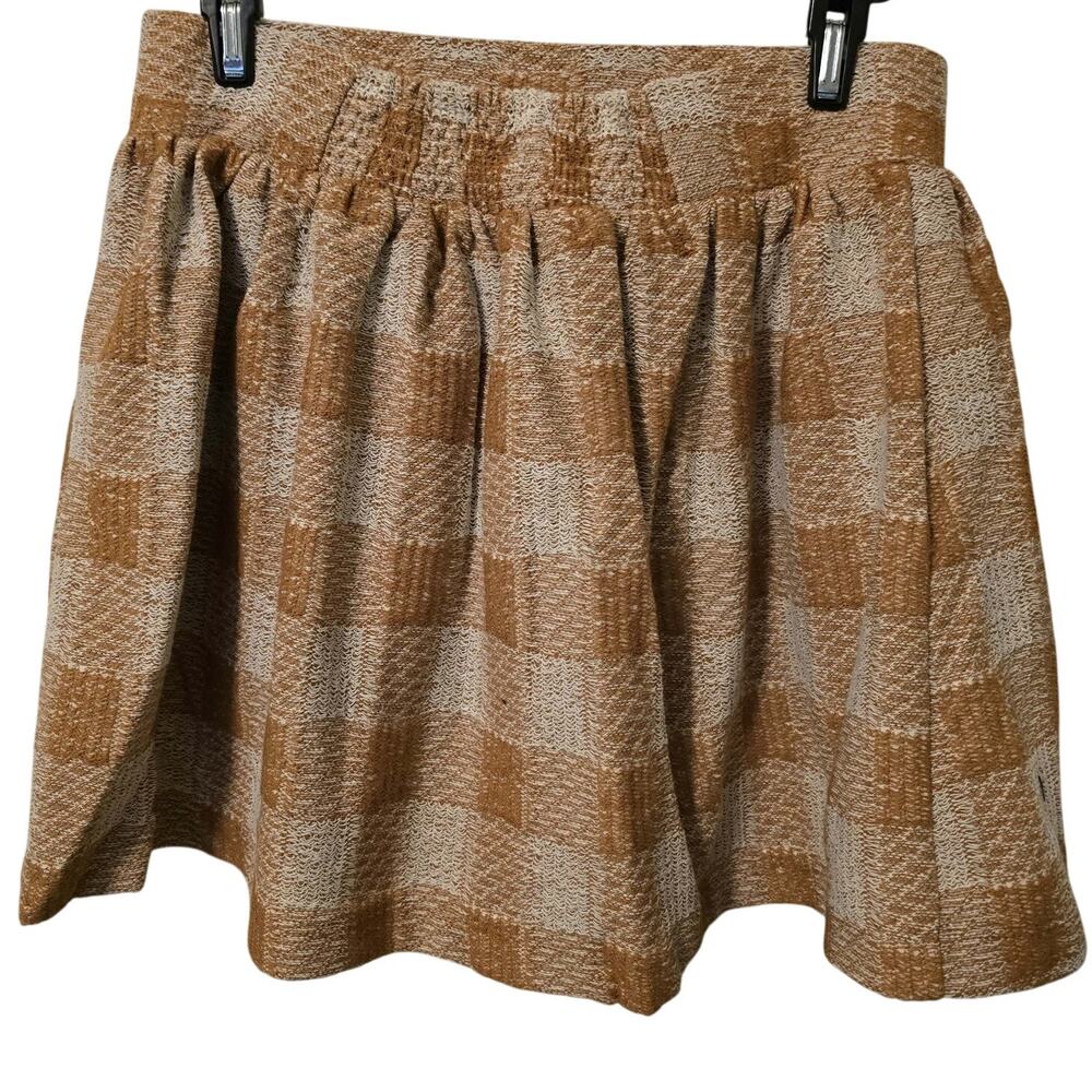 New Free People Burnt Umber Plaid Holly Go Lightly Tweed Mini Skirt $88 Small - Picture 3 of 5